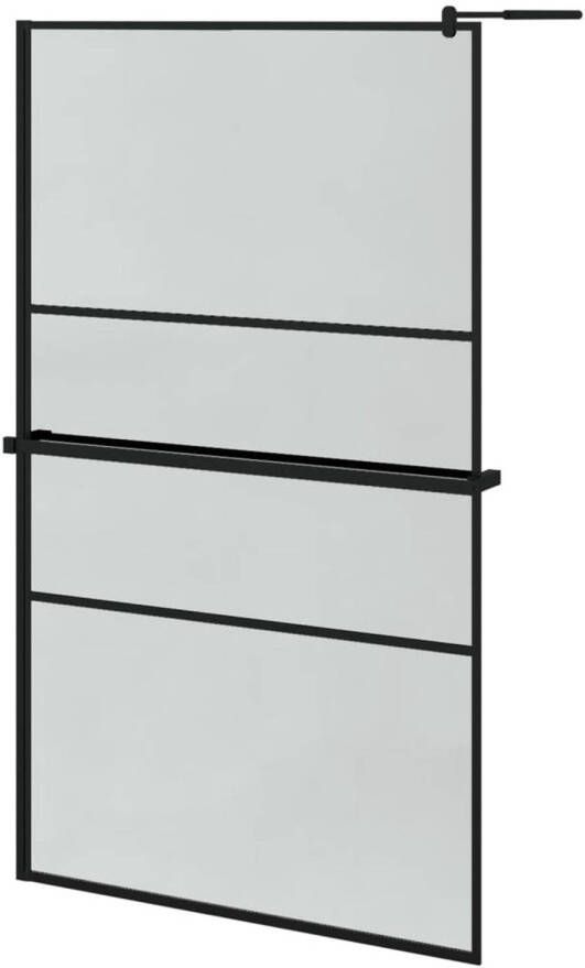 VidaXL Inloopdouchewand met schap 115x195 cm ESG-glas aluminium zwart