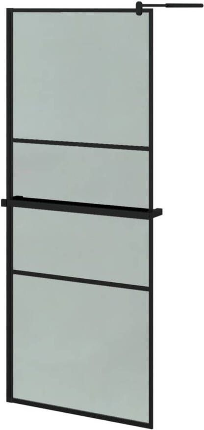 VidaXL Inloopdouchewand met schap 90x195 cm ESG-glas aluminium zwart