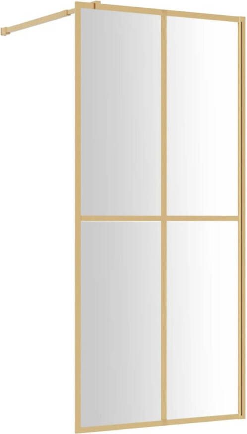 VidaXL Inloopdouchewand transparant 80x195 cm ESG-glas goudkleurig