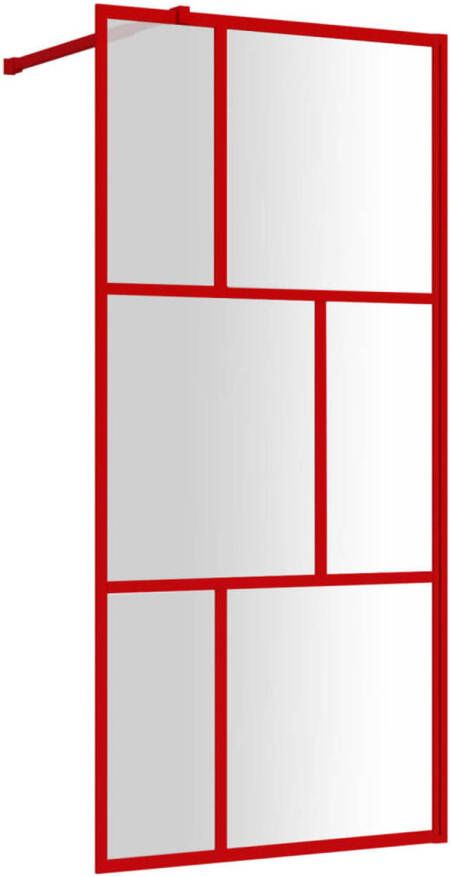 VidaXL Inloopdouchewand transparant 80x195 cm ESG-glas rood