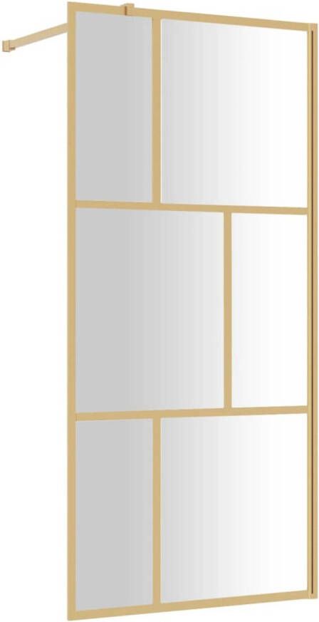 VidaXL Inloopdouchewand transparant 90x195 cm ESG-glas goudkleurig