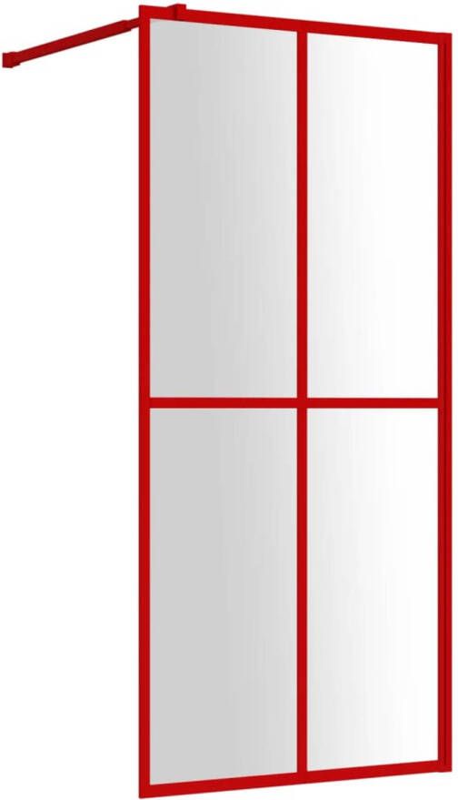 VidaXL Inloopdouchewand transparant 90x195 cm ESG-glas rood