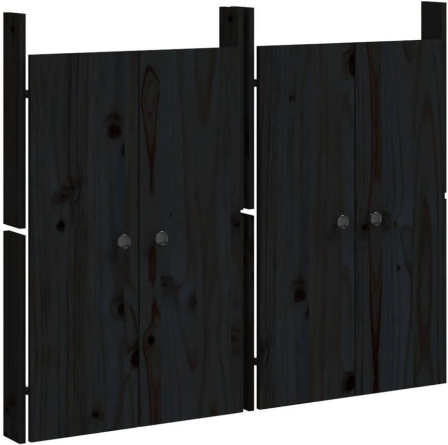 VidaXL Kastdeurtjes voor buitenkeuken 2 st 50x9x82 cm grenenhout zwart