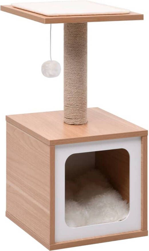 VIDAXL krabpaal met sisal krabmat bruin wit 62cm