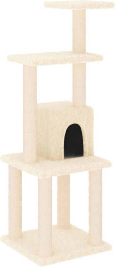 VidaXL Kattenkrabpaal met sisal krabpalen 105 cm crèmekleurig