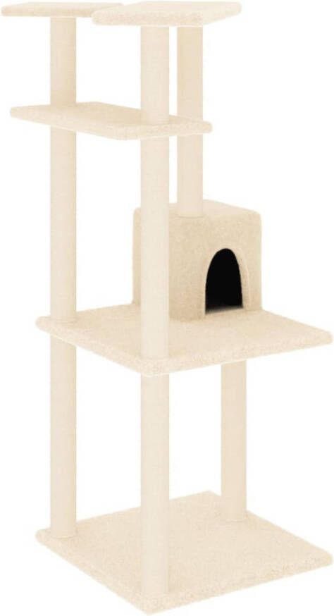 VidaXL Kattenmeubel met sisal krabpalen 123 cm crèmekleurig