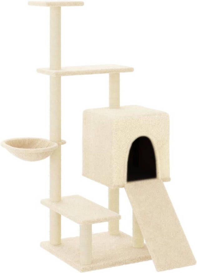 VidaXL Kattenmeubel met sisal krabpalen 130 5 cm crèmekleurig