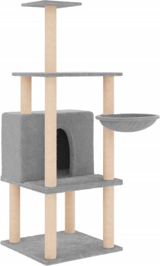 VidaXL Kattenmeubel met sisal krabpalen 132 cm lichtgrijs