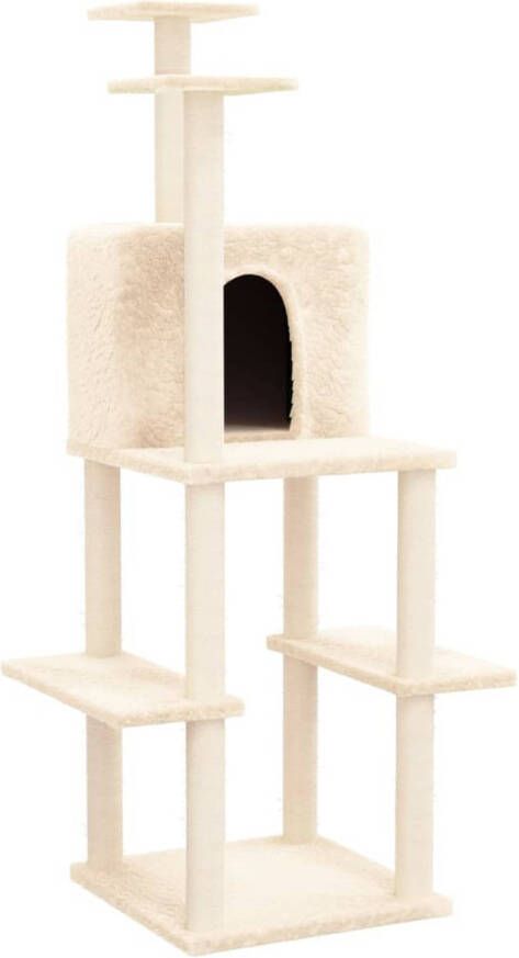 VidaXL Kattenmeubel met sisal krabpalen 144 5 cm crèmekleurig