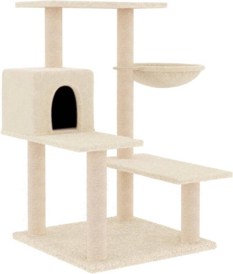 VidaXL Kattenmeubel met sisal krabpalen 82 5 cm crèmekleurig