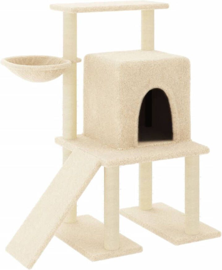 VidaXL Kattenmeubel met sisal krabpalen 96 5 cm crèmekleurig