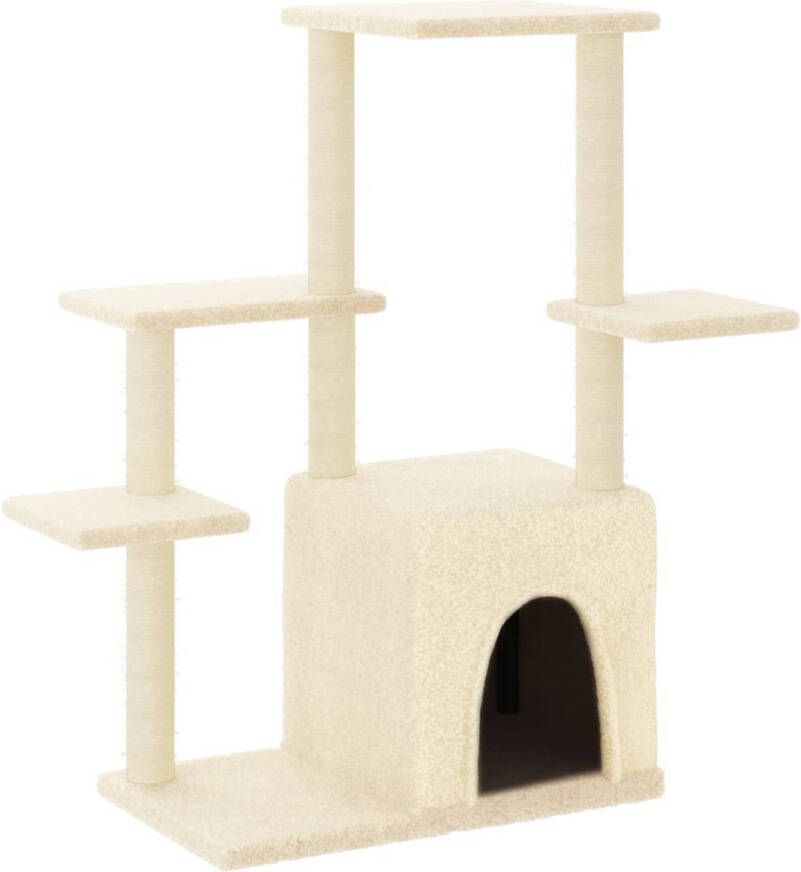 VidaXL Kattenmeubel met sisal krabpalen 97 5 cm crèmekleurig