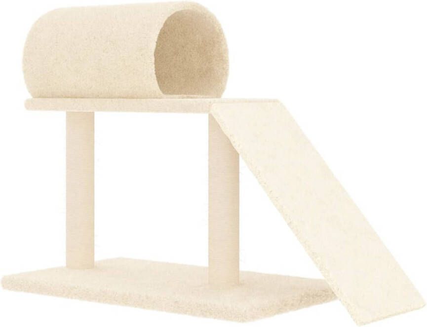 VidaXL Kattenmeubel met tunnel en ladder 55 5 cm crèmekleurig