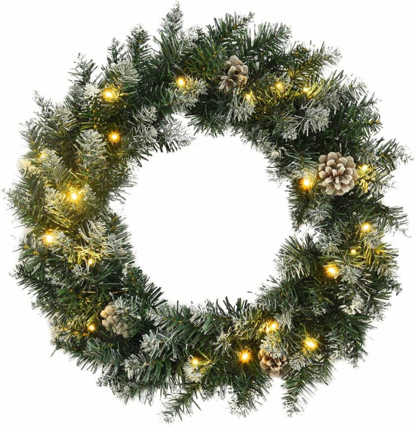 VidaXL Kerstkrans Met Led-lampjes 45 Cm Pvc Groen