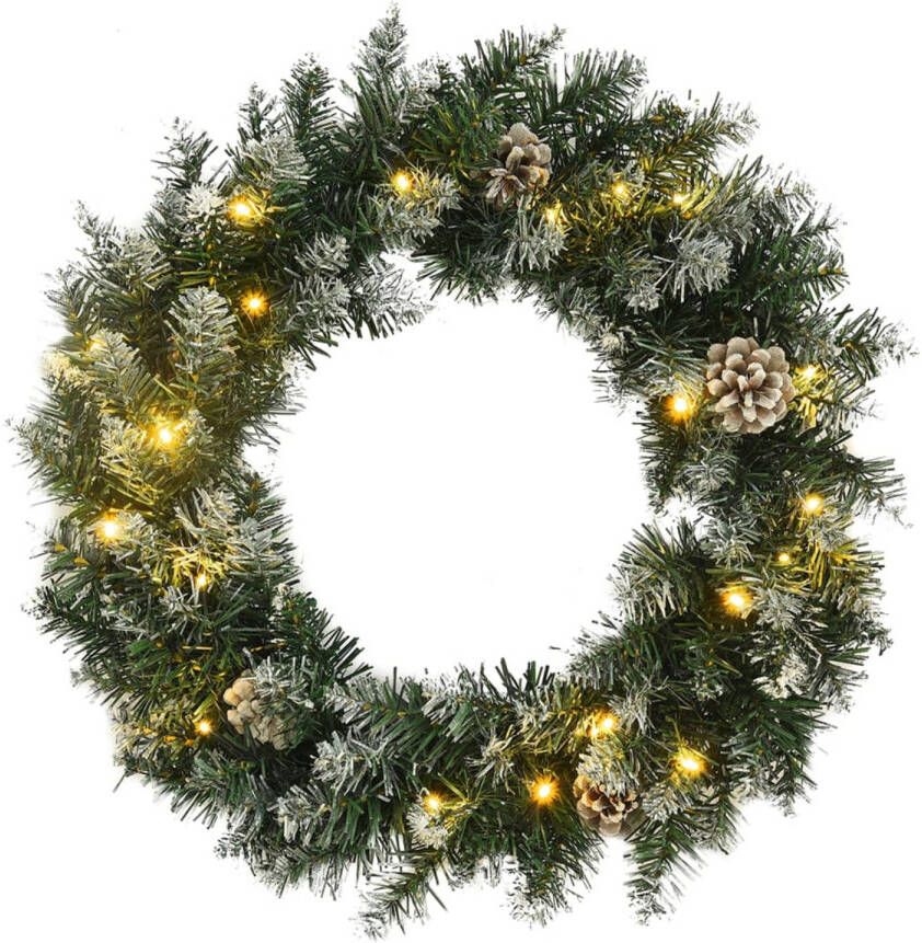 VidaXL Kerstkrans Met Led-lampjes 60 Cm Pvc Groen