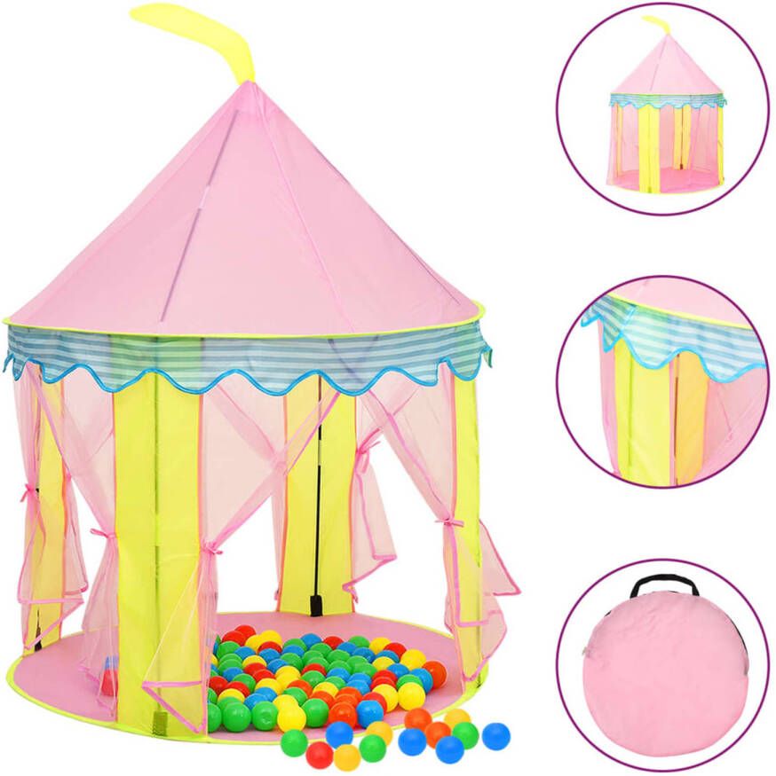 VidaXL Kinderspeeltent met 250 ballen 100x100x127 cm roze