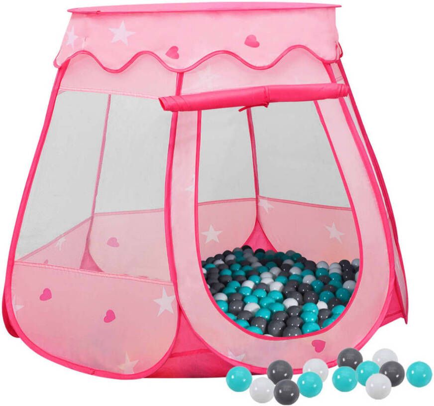 VidaXL Kinderspeeltent met 250 ballen 102x102x82 cm roze