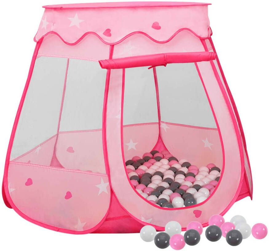VidaXL Kinderspeeltent met 250 ballen 102x102x82 cm roze