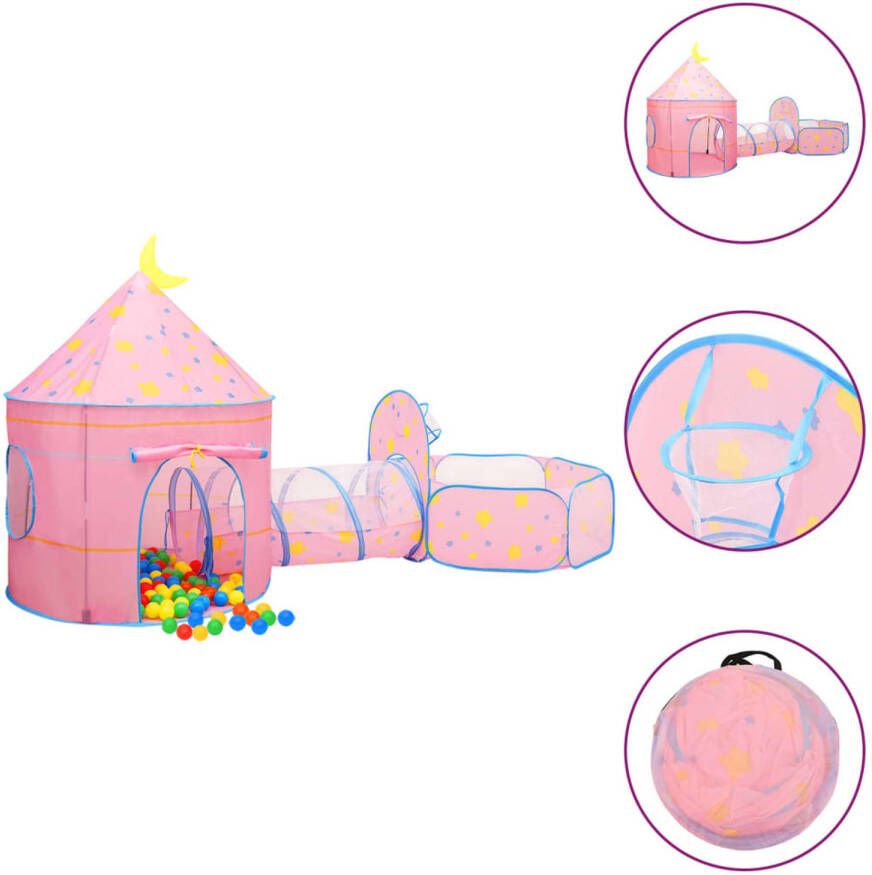 VidaXL Kinderspeeltent met 250 ballen 301x120x128 cm roze