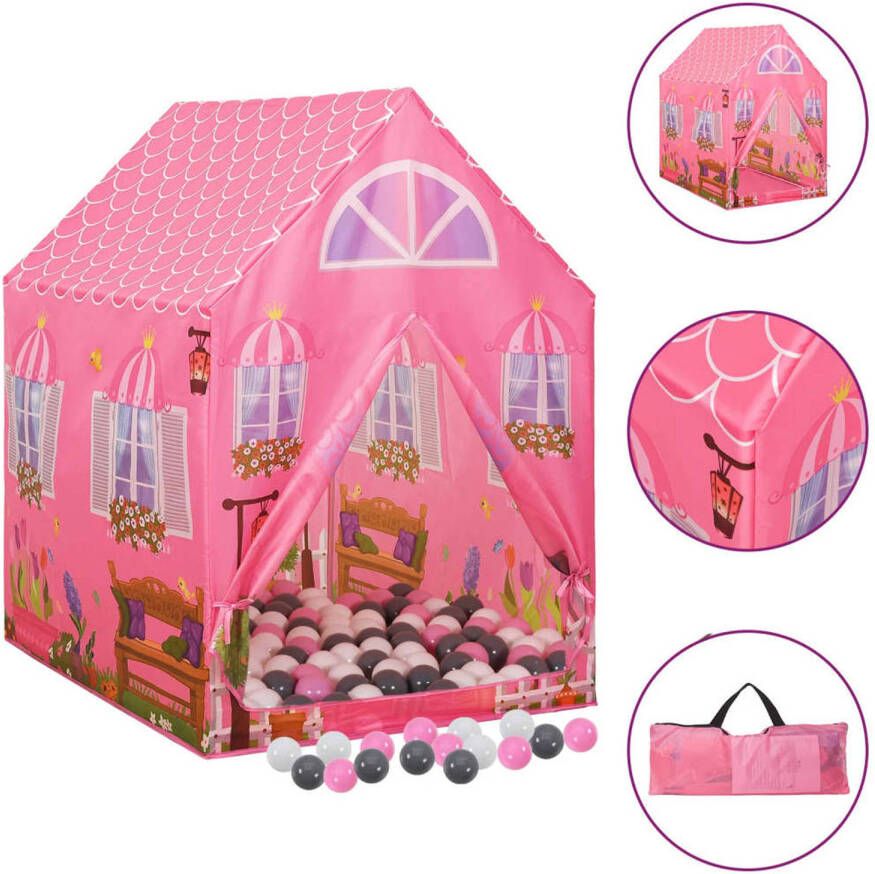 VidaXL Kinderspeeltent met 250 ballen 69x94x104 cm roze