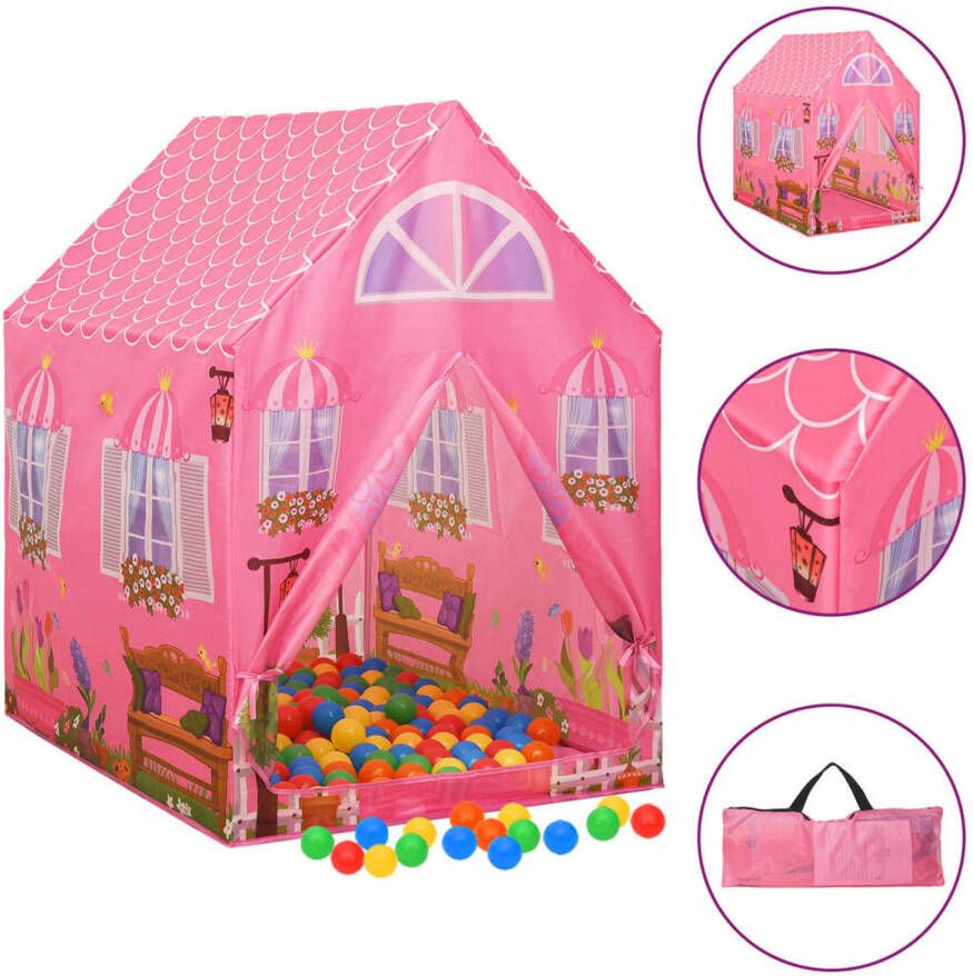 VidaXL Kinderspeeltent met 250 ballen 69x94x104 cm roze