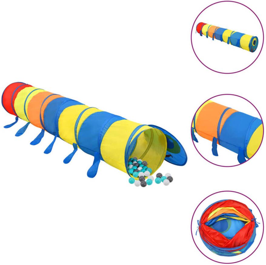 VidaXL Kinderspeeltunnel met 250 ballen 245 cm polyester meerkleurig