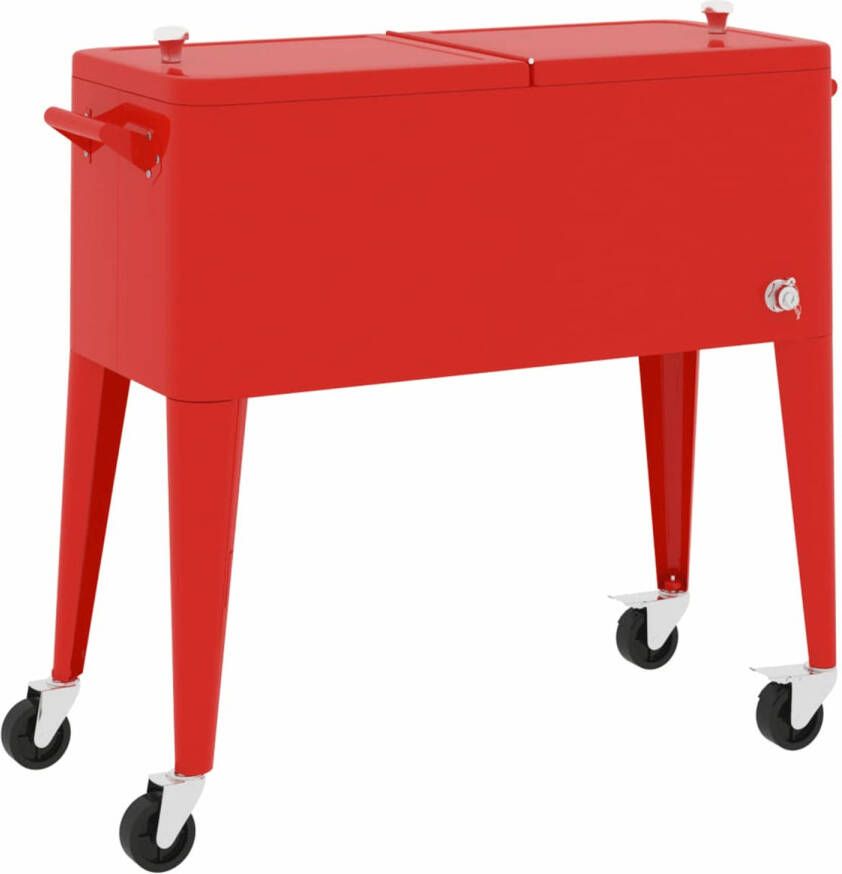 VidaXL Koelbox op wielen 92x43x89 cm rood