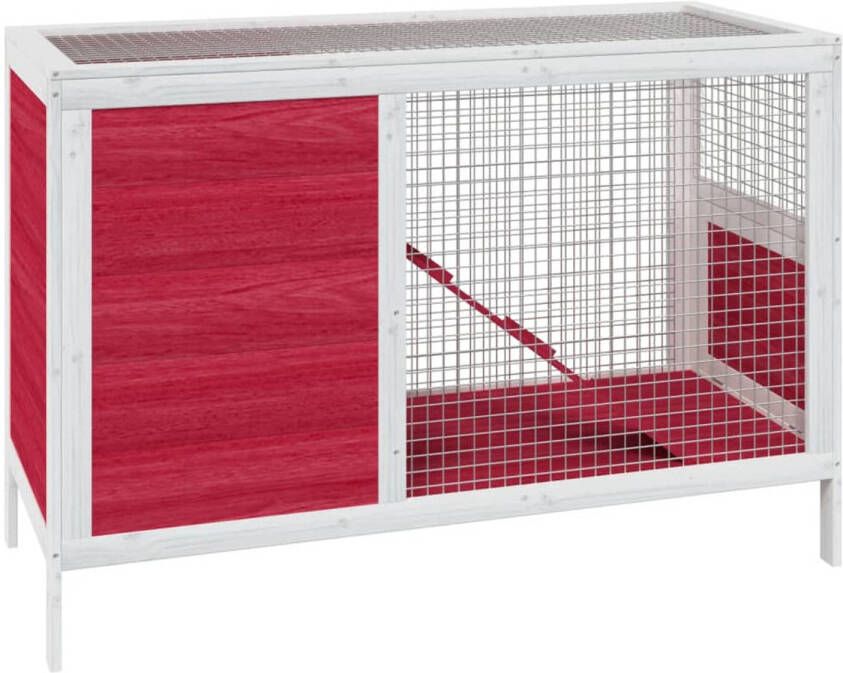 VidaXL Konijnenhok 103x44x69 5 cm massief grenenhout rood