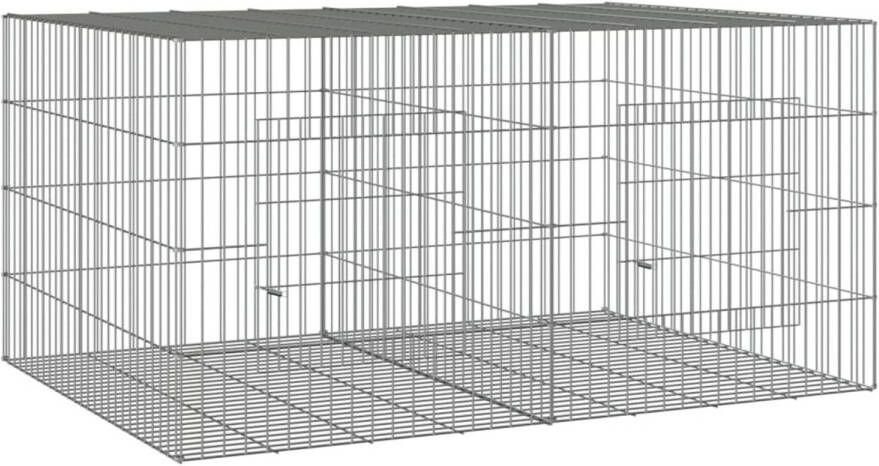 VidaXL Konijnenkooi met 2 panelen 110x79x54 cm gegalvaniseerd ijzer