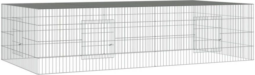 VidaXL Konijnenkooi met 2 panelen 220x110x55 cm gegalvaniseerd ijzer