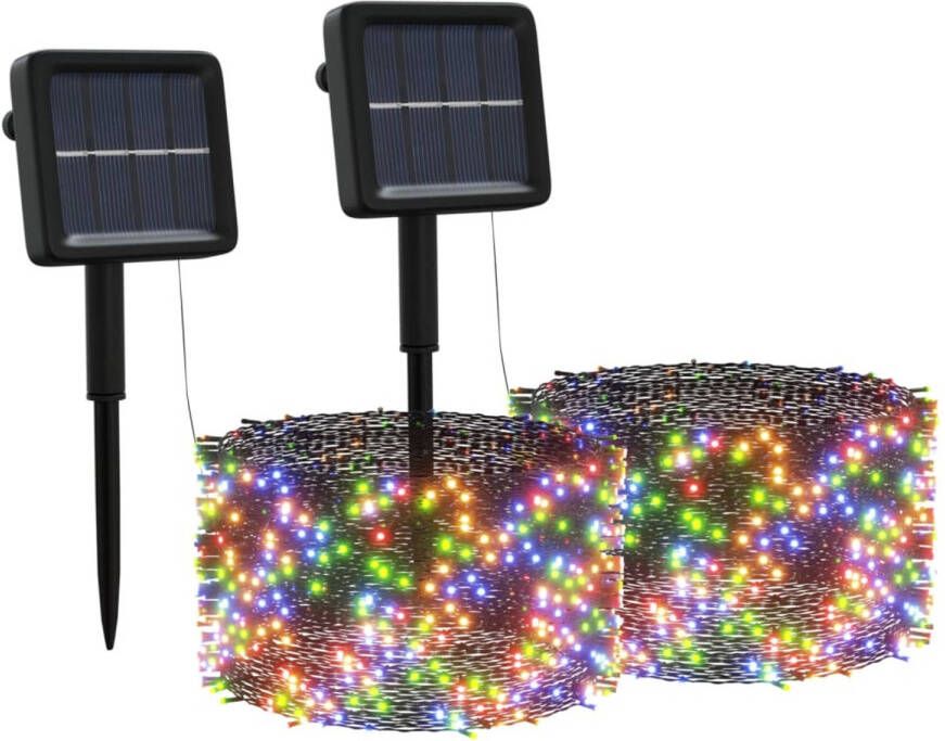 VidaXL Lichtsnoeren 2 st 2x200 LED&apos;s solar binnen buiten meerkleurig