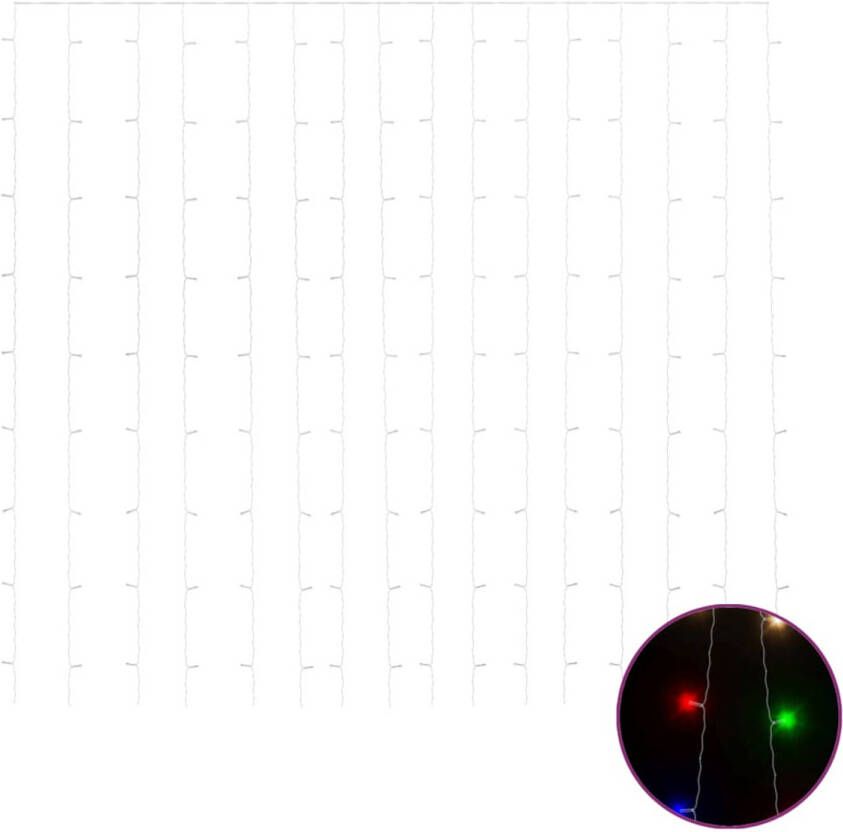 VidaXL Lichtsnoergordijn Met 300 Led&apos;s En 8 Functies 3x3 M Meerkleurig