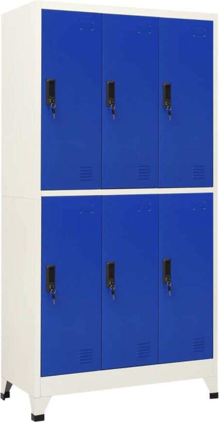 VidaXL Lockerkast 90x45x180 cm staal grijs en blauw