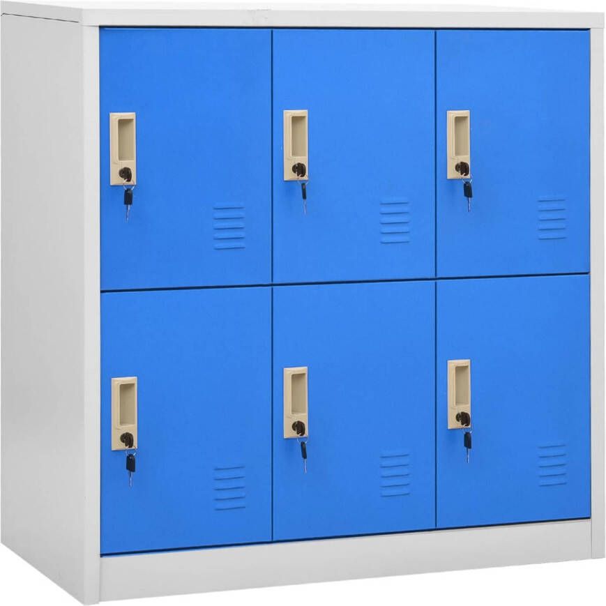 VidaXL Lockerkasten 2 st 90x45x92 5 cm staal lichtgrijs en blauw