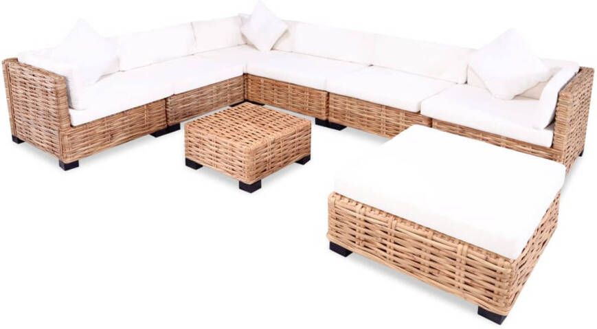 VidaXL Loungeset Natuurlijk Rattan 27-delig