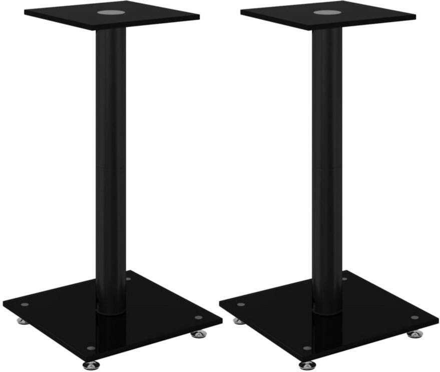 VidaXL Luidsprekerstandaards 2 st 1 pijler gehard glas zwart