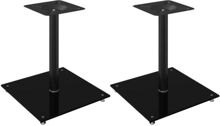 VidaXL Luidsprekerstandaards 2 st 1 pijler gehard glas zwart