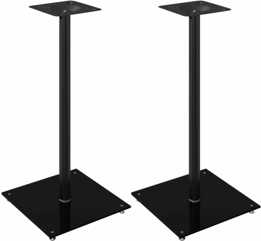 VidaXL Luidsprekerstandaards 2 st 1 pijler gehard glas zwart