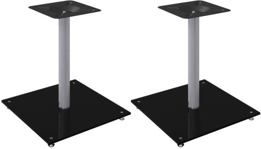 VidaXL Luidsprekerstandaards 2 st 1 pijler gehard glas zwart en zilver