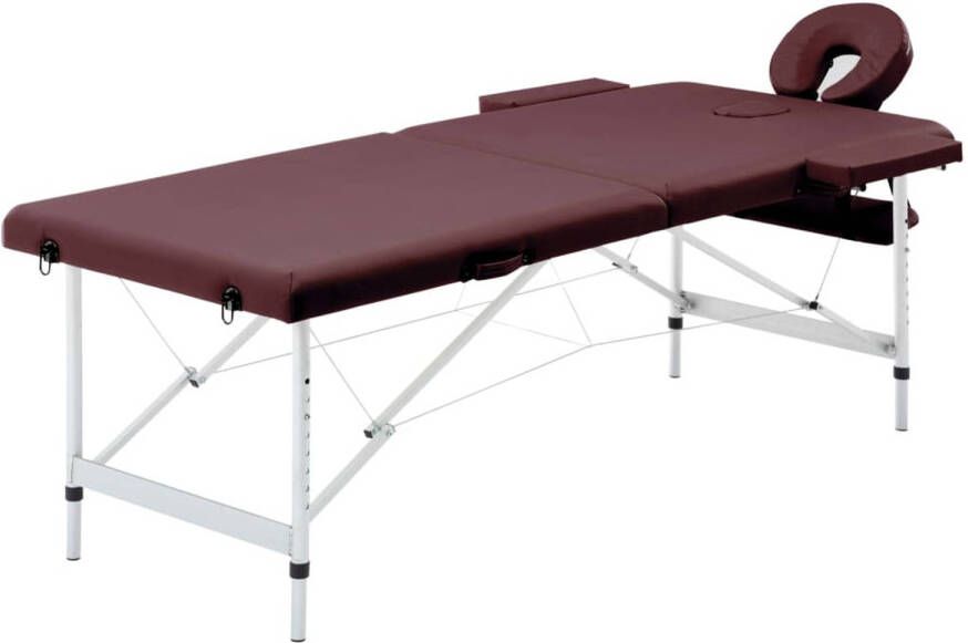 VidaXL Massagetafel inklapbaar 2 zones aluminum wijnpaars