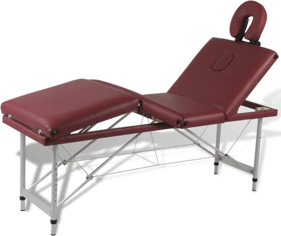 VidaXL Massagetafel inklapbaar met aluminium frame (vier delen rood)