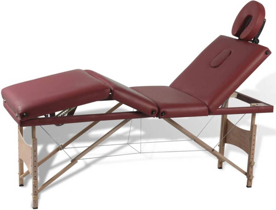VidaXL Massagetafel inklapbaar met houten frame (vier delen rood)