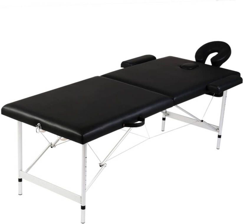 VidaXL Massagetafel met 2 zones inklapbaar aluminum frame zwart