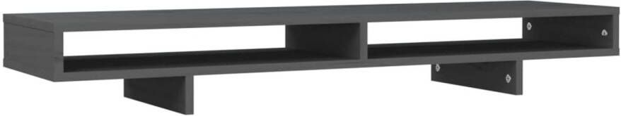 VidaXL Monitorstandaard 100x27x14 cm massief grenenhout grijs