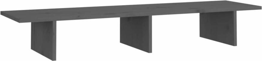 VidaXL Monitorstandaard 100x27x15 cm massief grenenhout grijs