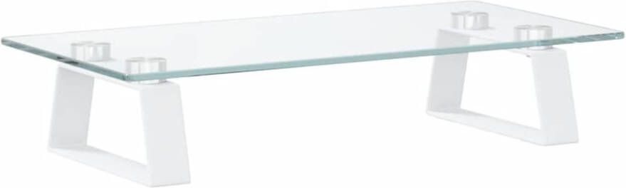 VidaXL Monitorstandaard 40x20x8 cm gehard glas en metaal wit