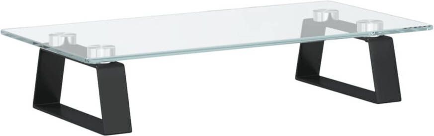 VidaXL Monitorstandaard 40x20x8 cm gehard glas en metaal zwart