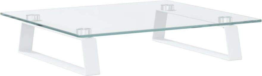 VidaXL Monitorstandaard 40x35x8 cm gehard glas en metaal wit