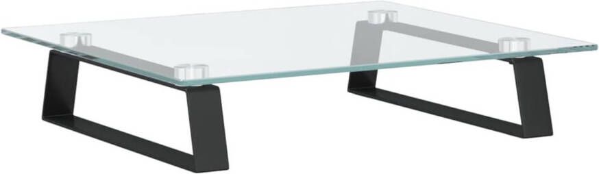 VidaXL Monitorstandaard 40x35x8 cm gehard glas en metaal zwart