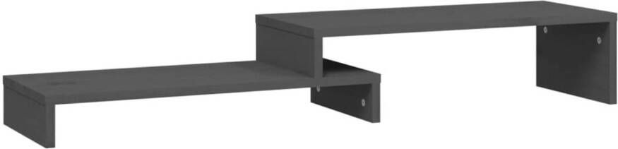 VidaXL Monitorstandaard (52-101)x22x14 cm massief grenenhout grijs